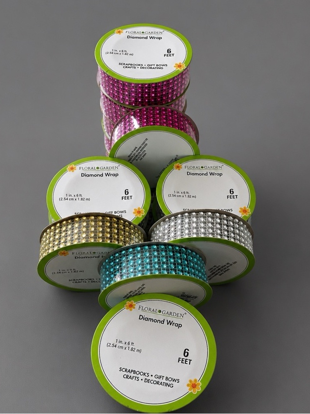Diamond Wrap Crystal Ribbon - Pink, Gold, Silver, Blue